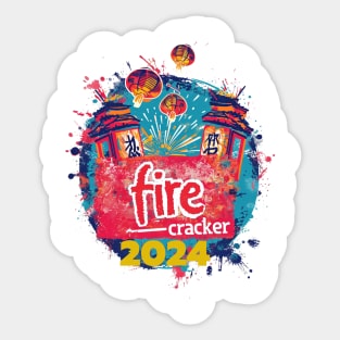 Green Fire Cracker: Popart Chinese New Year Celebration Sticker